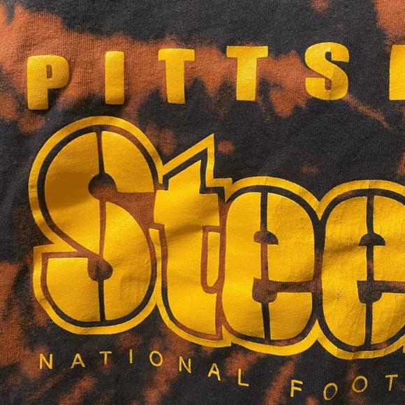 Men’s XL NFL Pittsburgh Steelers Spell Out Upcycled Bleached Tie Dye Shirt - Picture 3 of 10